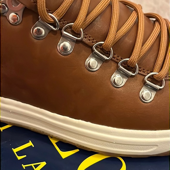 Polo Ralph Lauren Adventure 100 SK ATH tan burnished calf leather shoes Mens 8.5 - Picture 9 of 16